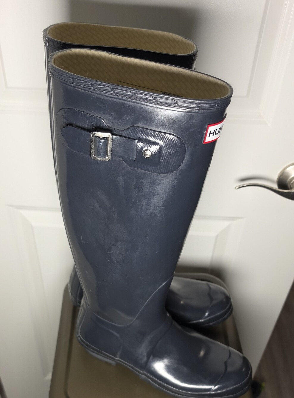 Hunter Original Tall Rain Boots Navy Blue Waterproof Women’s Size 9 M 8 - Picture 3 of 8